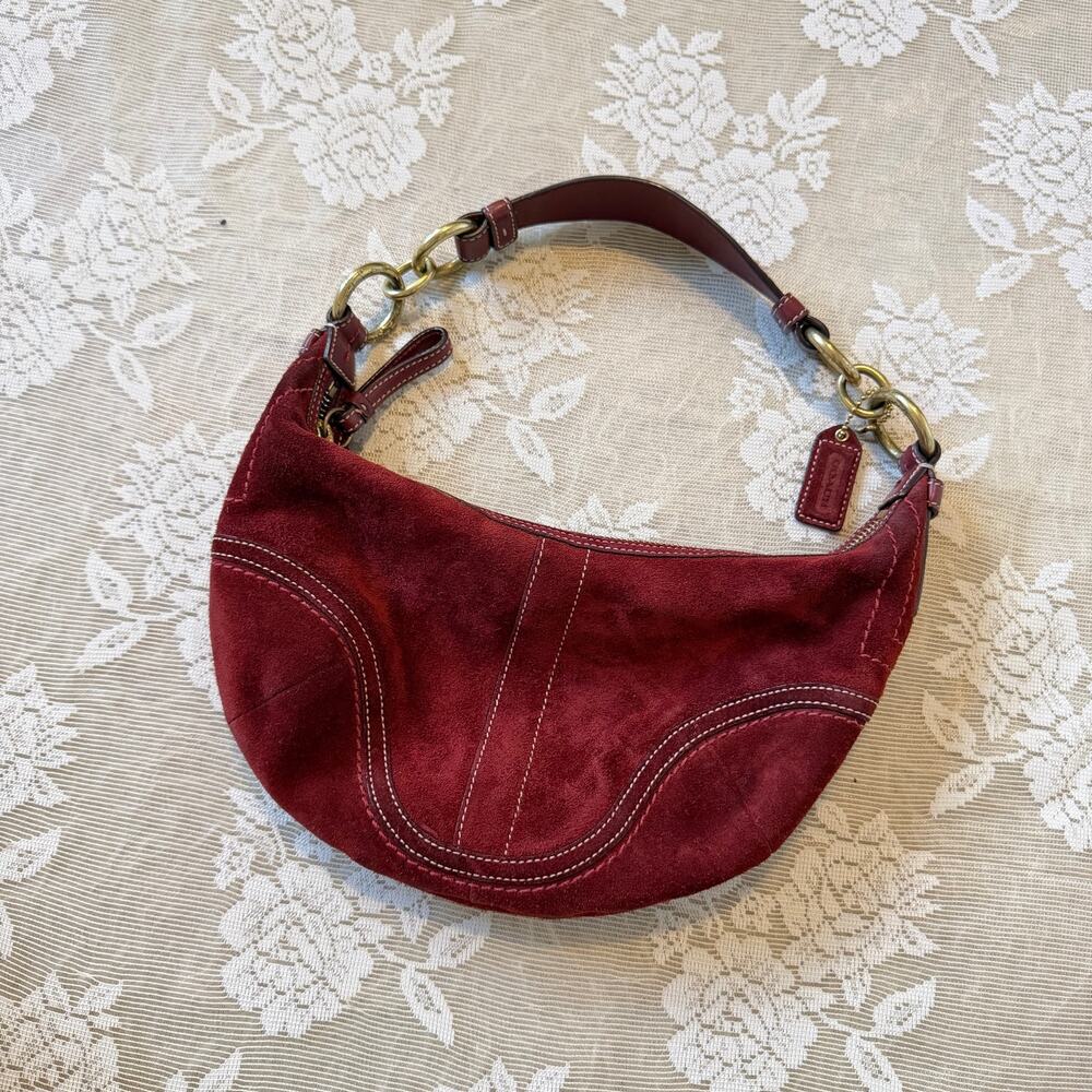 Vintage Coach Soho Burgundy Suede Hobo Bag